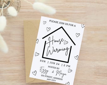 Modern Minimalist Housewarming Invitation: Editable Home Sweet Home Card (Printable Template 5x7)
