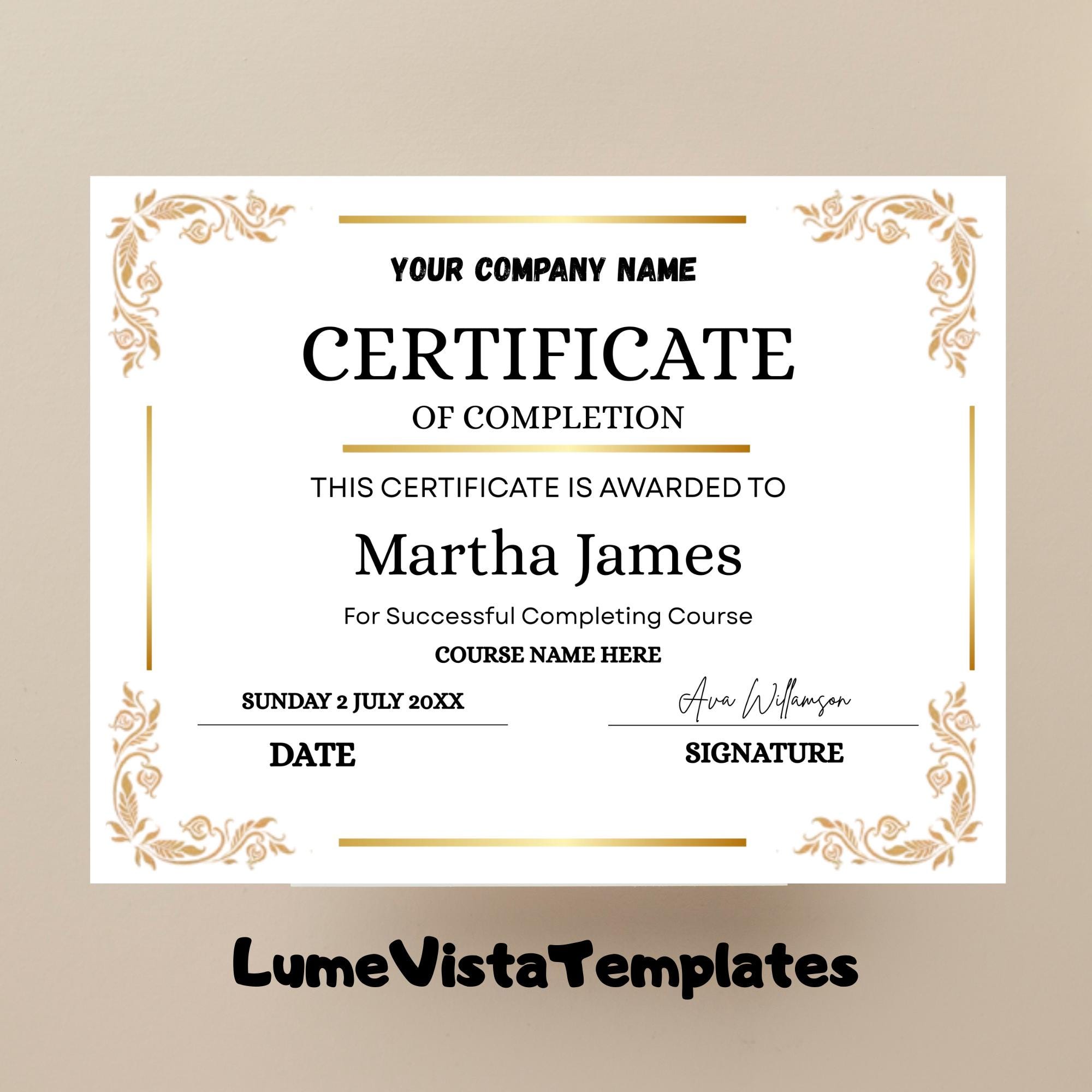 Editable Course Completion Ribbon Editable Course Completion Certificate Template: Beauty Award Canva ...