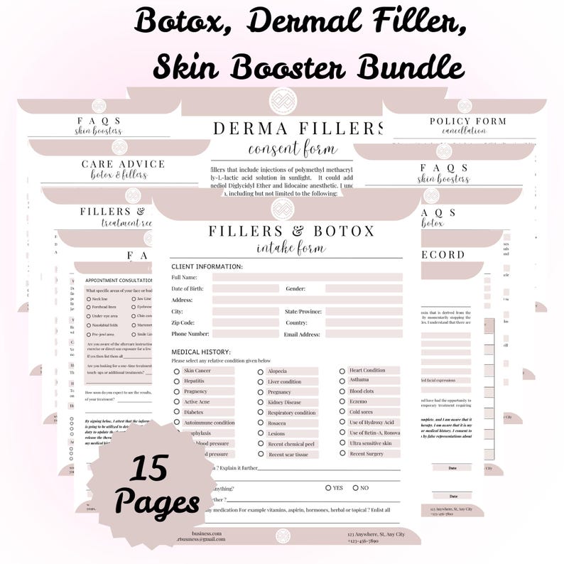 Editable Botox, Dermal Filler, Skin Booster Consent Forms (canva ...