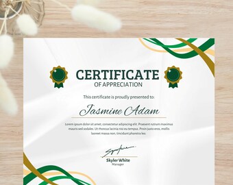Editable Certificate of Appreciation Template: Printable Canva Design (11x8.5 inch)