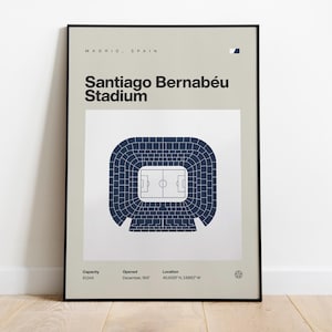 Santiago Bernabeu Poster, Real Madrid Poster, Santiago Bernabeu Stadium Print, Soccer Gifts, Soccer Wall Art, Gift, Stadium Poster