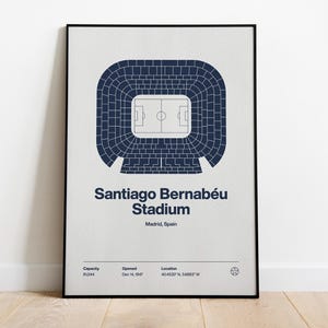 Santiago Bernabeu Poster, Real Madrid Poster, Santiago Bernabeu Stadium Print, Soccer Gifts, Soccer Wall Art, Gift, Stadium Poster