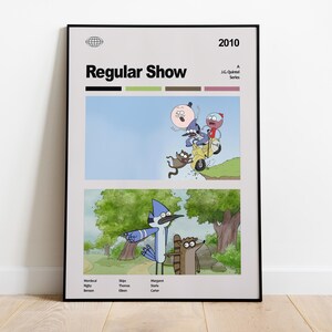 レギュラーショーポスター、レギュラーショーウォールアート、レギュラーショー、ミニマリストポスター、漫画、漫画ポスター、リグビー、モルデカイ