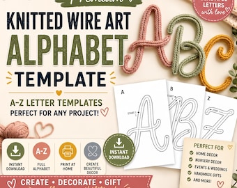 Knitted Wire Art Alphabet Template, Tricotin Letter Patterns, Wire Bending Guide (PDF Download)