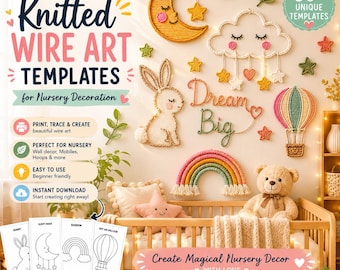 Knitted Wire Art Templates, Nursery Animals, Flowers, Alphabets (Digital Download)