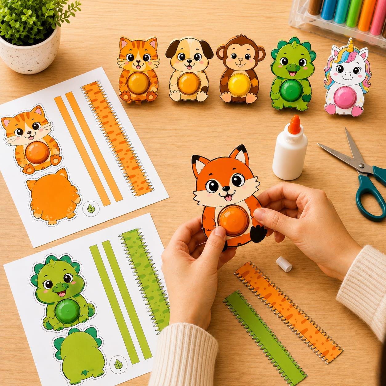 DIY Animal Clicker Templates, Printable Paper Craft, Sensory Fidget Toy ...
