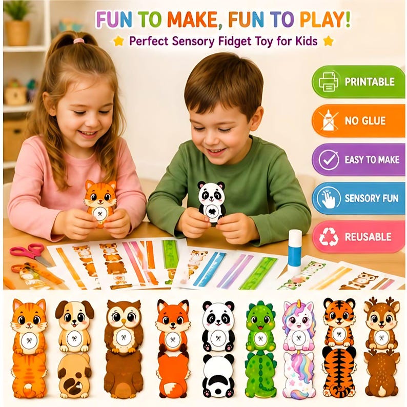 DIY Animal Clicker Templates, Printable Paper Craft, Sensory Fidget Toy ...