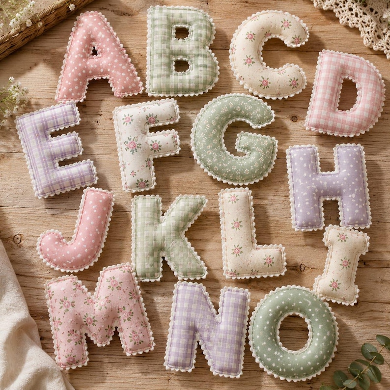 Complete puffy fabric letters pattern bundle with multiple sizes and printable templates.