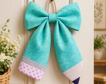 Große Bleistiftschleife als Nähvorlage (PDF), Anleitung für eine Bleistiftschleife aus Patchworkstoff, DIY-Türschleife aus Quiltstoff, Sofort-Download, Anfängerfreundlich