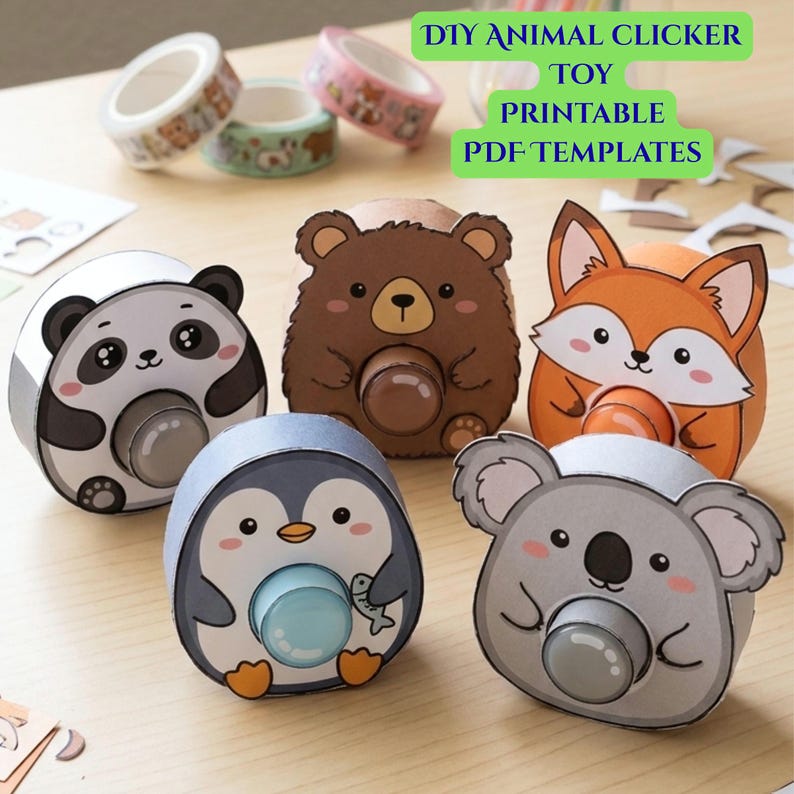 DIY Clicker Toy Printable Animal Paper Craft Sensory Fidget Toy PDF DIY Clicker Toy Printable Animal Paper Craft Sensory Fidget Toy PDF