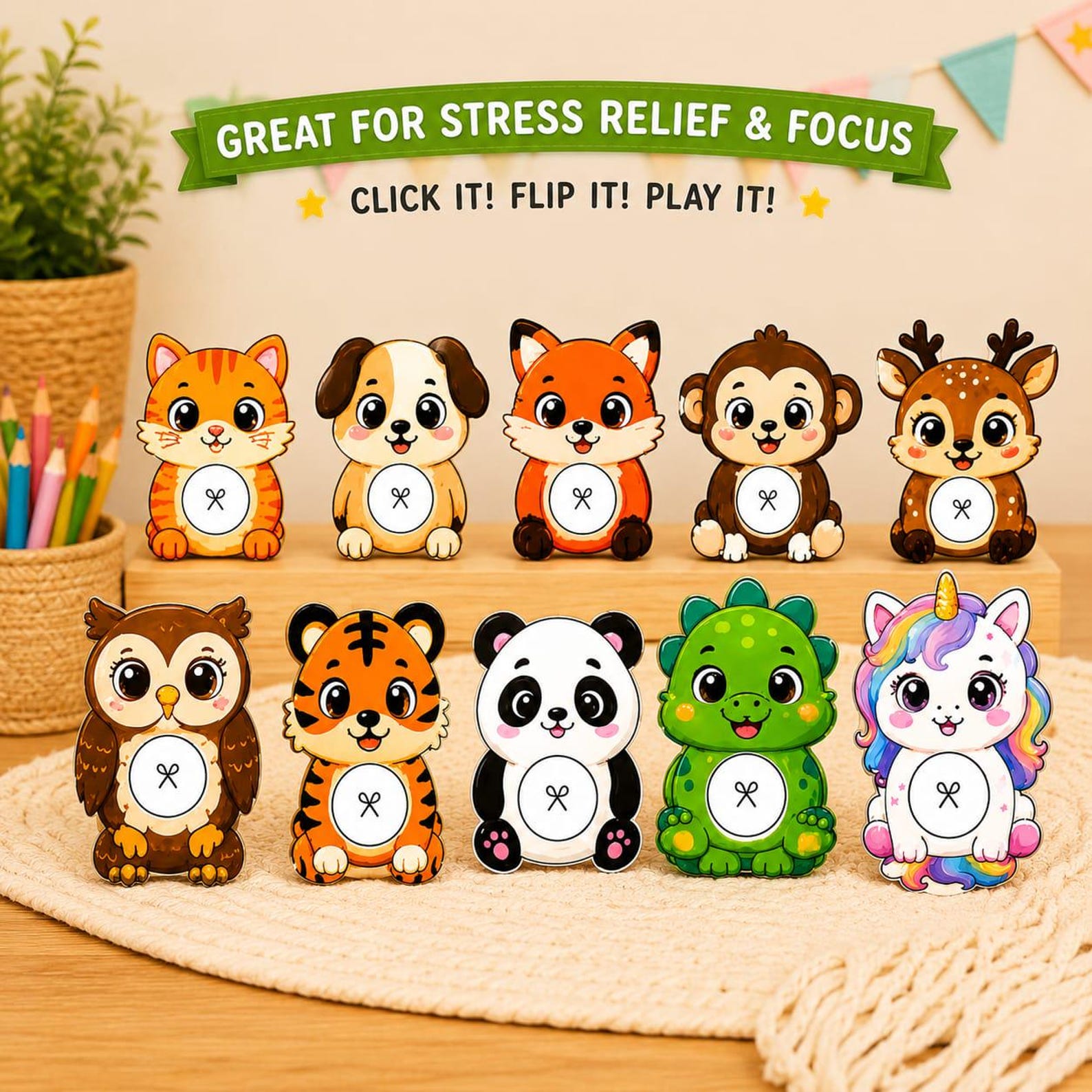 DIY Animal Clicker Templates, Printable Paper Craft, Sensory Fidget Toy ...