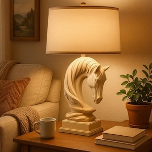 Noble Steed | Resin Horse Head Lamp | Modern Artistic Lighting | Elegant Home Decor | Gift for Horse Lovers | Sculptural Table Lamp