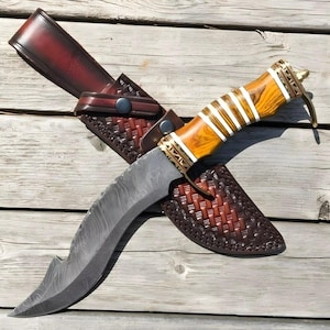 Damascus Steel Kukri Knife | Handmade Hunting Knife | Custom Kukri | Survival Knife | Collectible Knife | Unique Gift | Camping Tool
