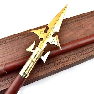 Handmade Norse Spear of Odin: Engraved Brass Viking Gungnir