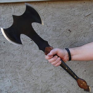 Handcrafted Double Bladed Battle Axe: Medieval Viking Cosplay Prop