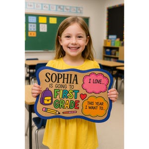 School Theme First Day Of School Mini Banner, Butcher Paper Banner, Print Banner, Custom Designed Hand Painted Banner, Mini Banner