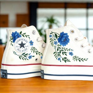 Embroidered converse/ Converse Custom Flower Embroidery / Wedding Converse Shoes/ Custom Converse Chuck Taylor 1970s Embroidery Logo