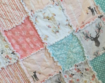 Deer Antler Baby Rag Quilt – Brambleberry Ridge Forest Theme