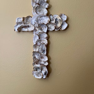 Oyster Shell Cross Decor
