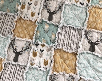 Deer Antler Baby Rag Quilt – Brambleberry Ridge Forest Theme