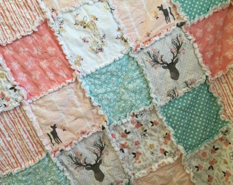 Deer Antler Baby Rag Quilt – Brambleberry Ridge Forest Crib Bedding