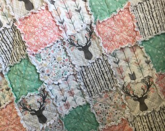 Deer Antler Baby Rag Quilt – Brambleberry Ridge Forest Crib Bedding