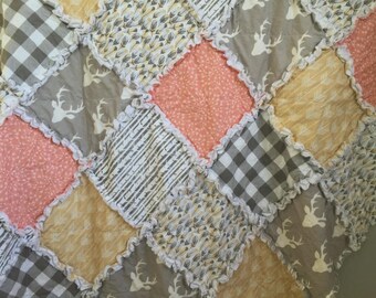 Deer Antler Baby Rag Quilt – Brambleberry Ridge Forest Crib Bedding