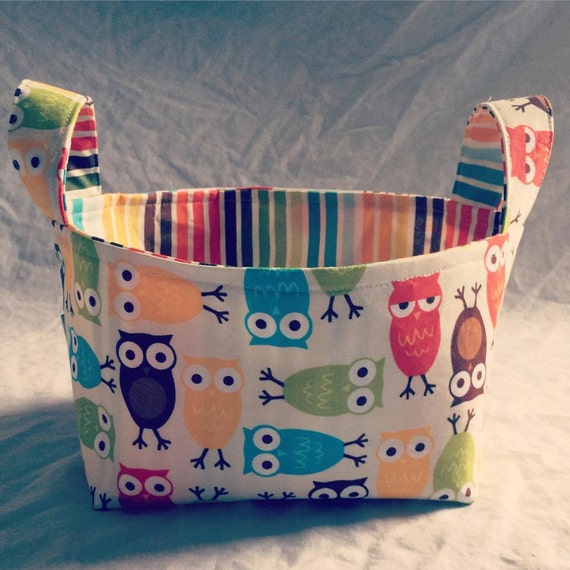 Items similar to Fabric basket Owl Basket Owl Decor Owl Baby Gift