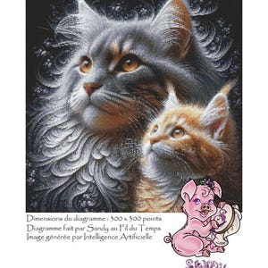 Kruissteekpatroon "Moeder en haar kitten"