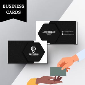 Cartão de visita personalizado em preto e branco, design moderno e elegante, cartão de visita pessoal simples, modelo de cartão profissional, cartão de visita personalizado