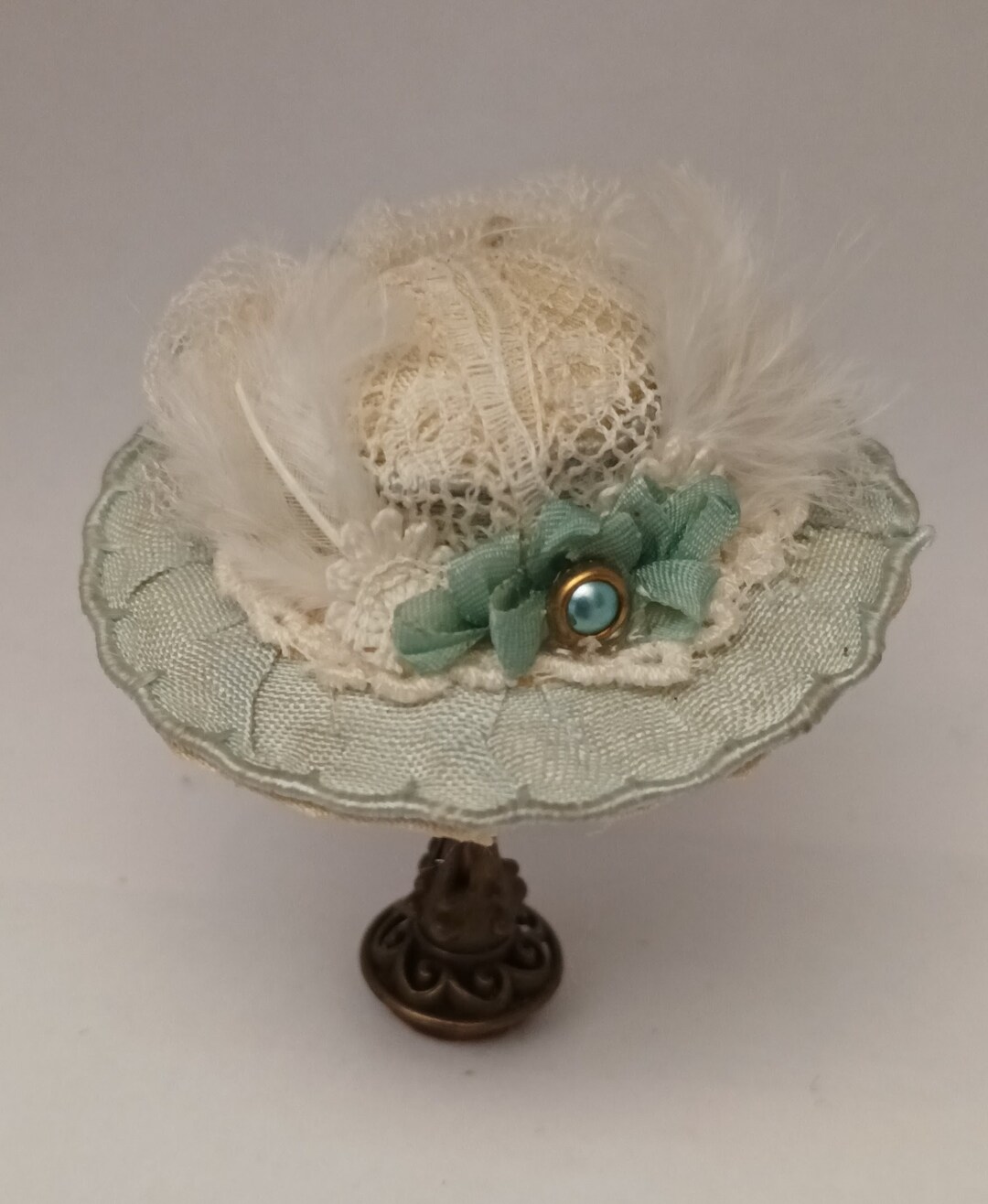 112 Miniature Millinery Duck Egg Blue Silk Faced With Cream Etsy