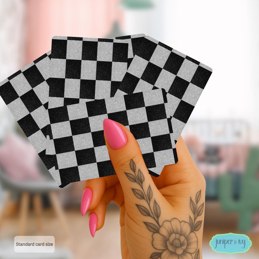 Black & Silver Checkered Pattern – Vinyl Sticker - Etsy