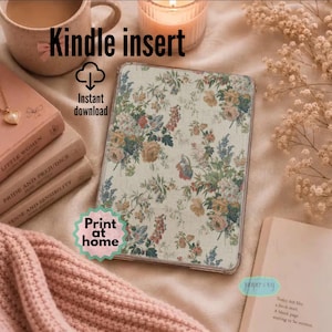 Vintage Floral Printable Kindle Case Insert | Digital Download | Instant PDF & PNG | Multiple Kindle Models
