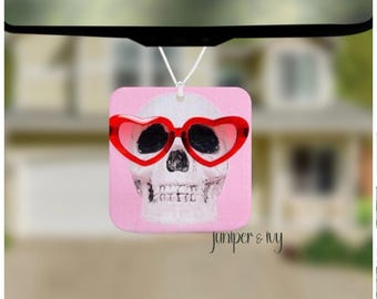 Heart glasses skull air freshener - spooky - skull - gothic - car freshie - scented