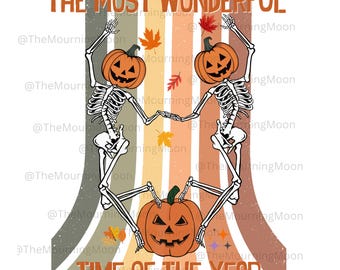 Dancing Skeleton Pumpkin PNG | Halloween Fall Design (Digital Download)