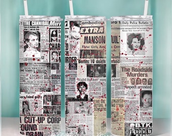 True Crime Tumbler Wrap: Newspaper Print, Ransom Note (Digital Download)