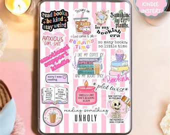 Bookish Kindle Case Insert | Pink Reader Design (PNG + PDF)