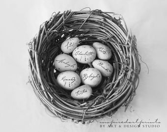 Bird Nest Print, Personalized Gifts for Grandmother, 25th Anniversary Gifts, Grandchildren Family Tree, Anniversary Gifts for Grandparents
