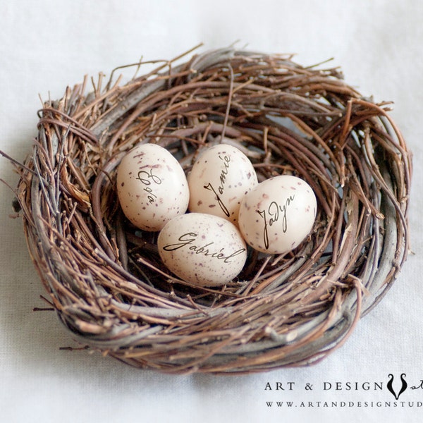 Kids Name Gift for Mom, Personalized Bird Nest Eggs Print, Custom Canvas Photo Gift, Bird Nest Photo Name Gift, Family Nest Wall Art Print