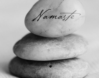 Namaste Poster, Yoga Wall Art Print, Gratitude Stone Art,  Zen Decor, Meditation Art, Gratitude Stone, Spirituality Print, Inspirational Art