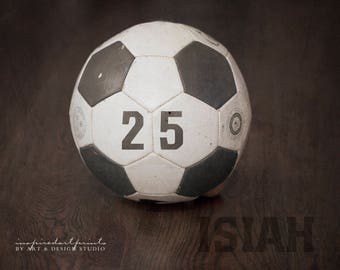 Soccer Player Gift, Soccer Ball with Jersey Number, Personalized Sports Print, Football Gifts, Sports Team Art, Soccer Gifts for Him