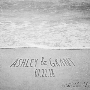 Message in Sand, Names in Sand Personalized Photo, Beach Wedding Gift, Boho Decor, Destination Wedding, Engagement Gift, Sand Writing Print