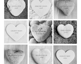 Photo Gift, Personalized Family Name Art, Family Love Quote Print, Unique Family Gift Ideas, Heart Rock Stone Decor, Custom Anniversary Gift