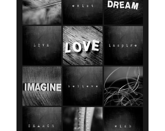 Inspirational Print Set, Inspirational Quotes, Modern Photo Collection, Black White Photography Set, Inspirational Saying Wall Art, Photo