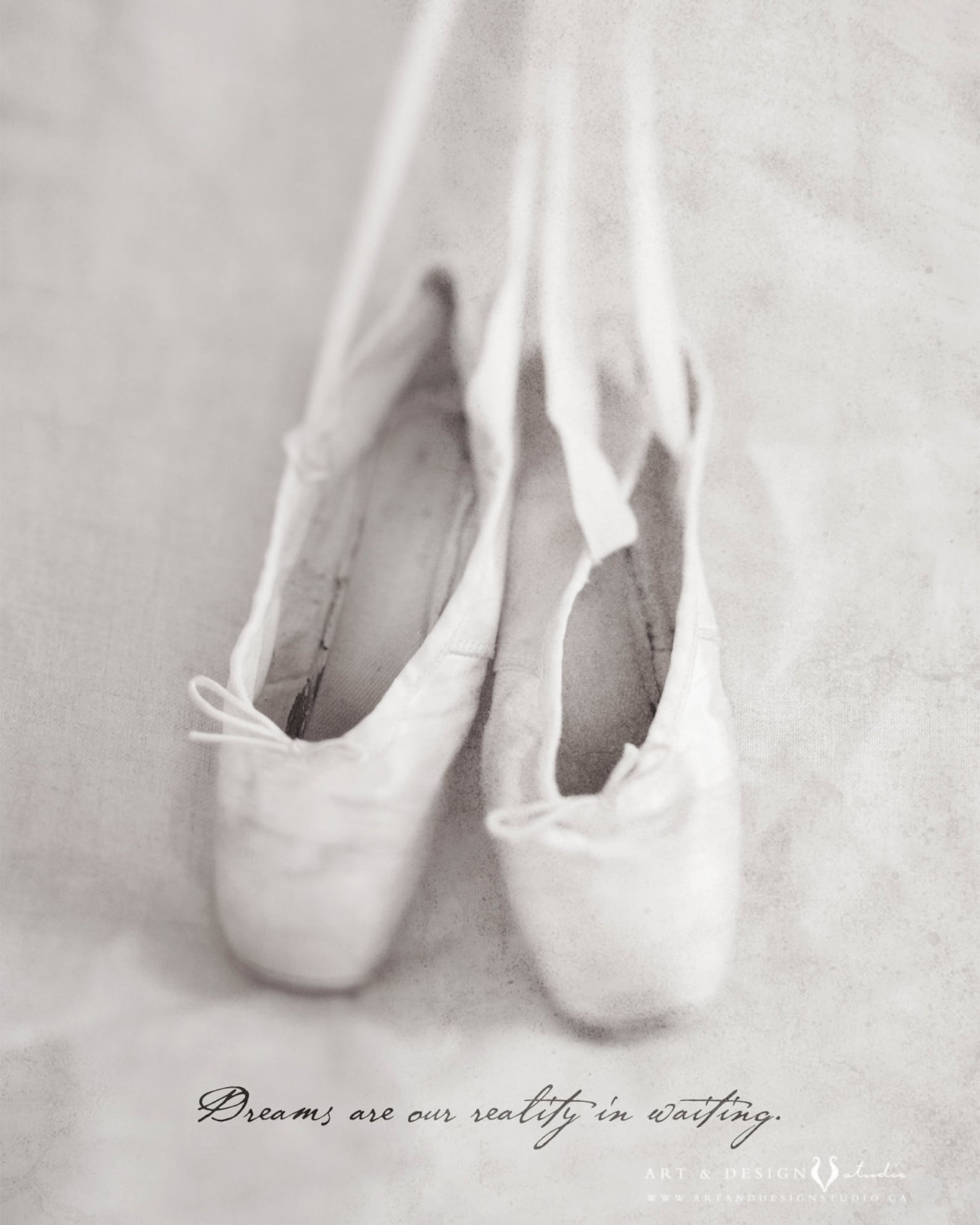 ballet pointe shoe photo fine art print with inspirational quote, home decor for the ballerina dancer, dance art, pink ballet sh