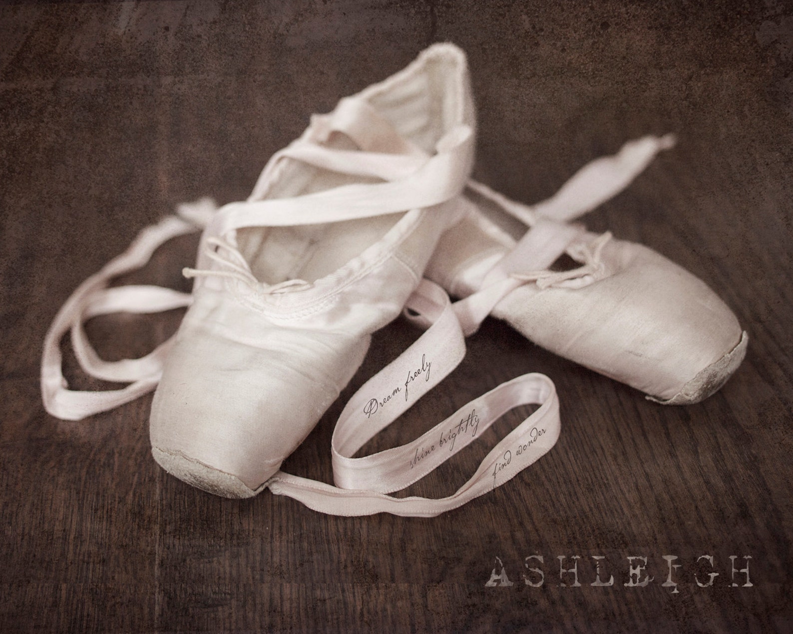 personalized ballet shoe art print, inspirational dance ballet art, ballet slippers photo, ballerina gift, ballet dance wall art