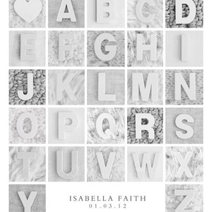 ABC Print Alphabet Wall Art, Alphabet Print Wall Art, Alphabet Photography Letter Art, Baby Room Art, Nursery Artwork, White Grey Neutral Bild 2