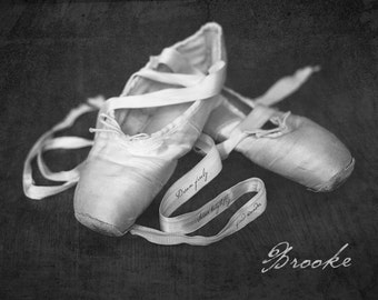 Personalized Ballet Shoe Art Print, Inspirational Dance Ballet Art, Ballet Slippers Photo, Ballerina Gift, Ballet Dance Wall Art