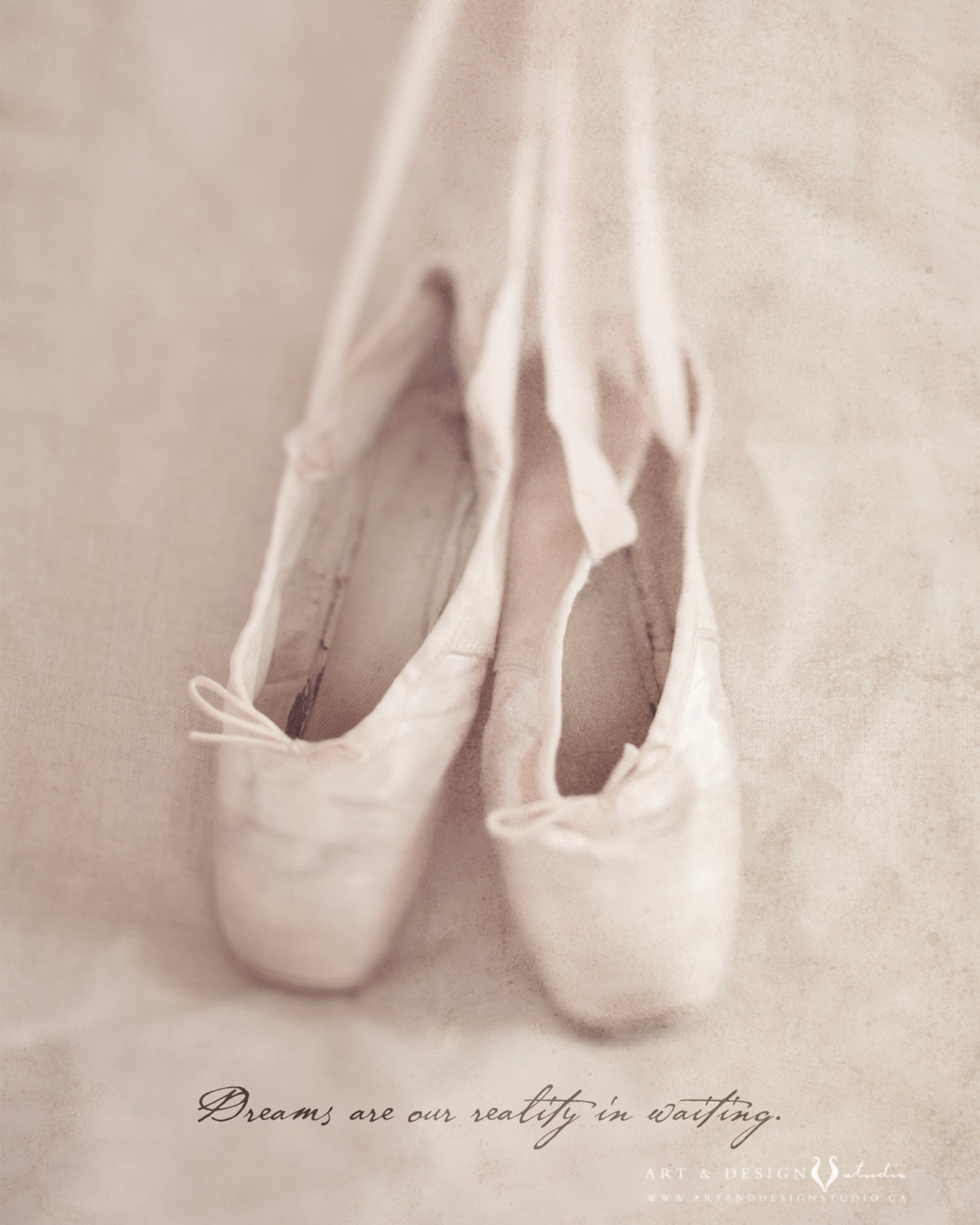 ballet pointe shoe photo fine art print with inspirational quote, home decor for the ballerina dancer, dance art, pink ballet sh