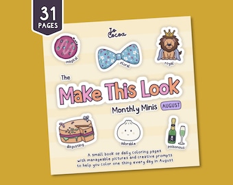 Crea questo look: Libro da colorare di agosto / 31 pagine stampabili giornaliere e spunti / Mini pagine mensili (Download digitale in PDF)
